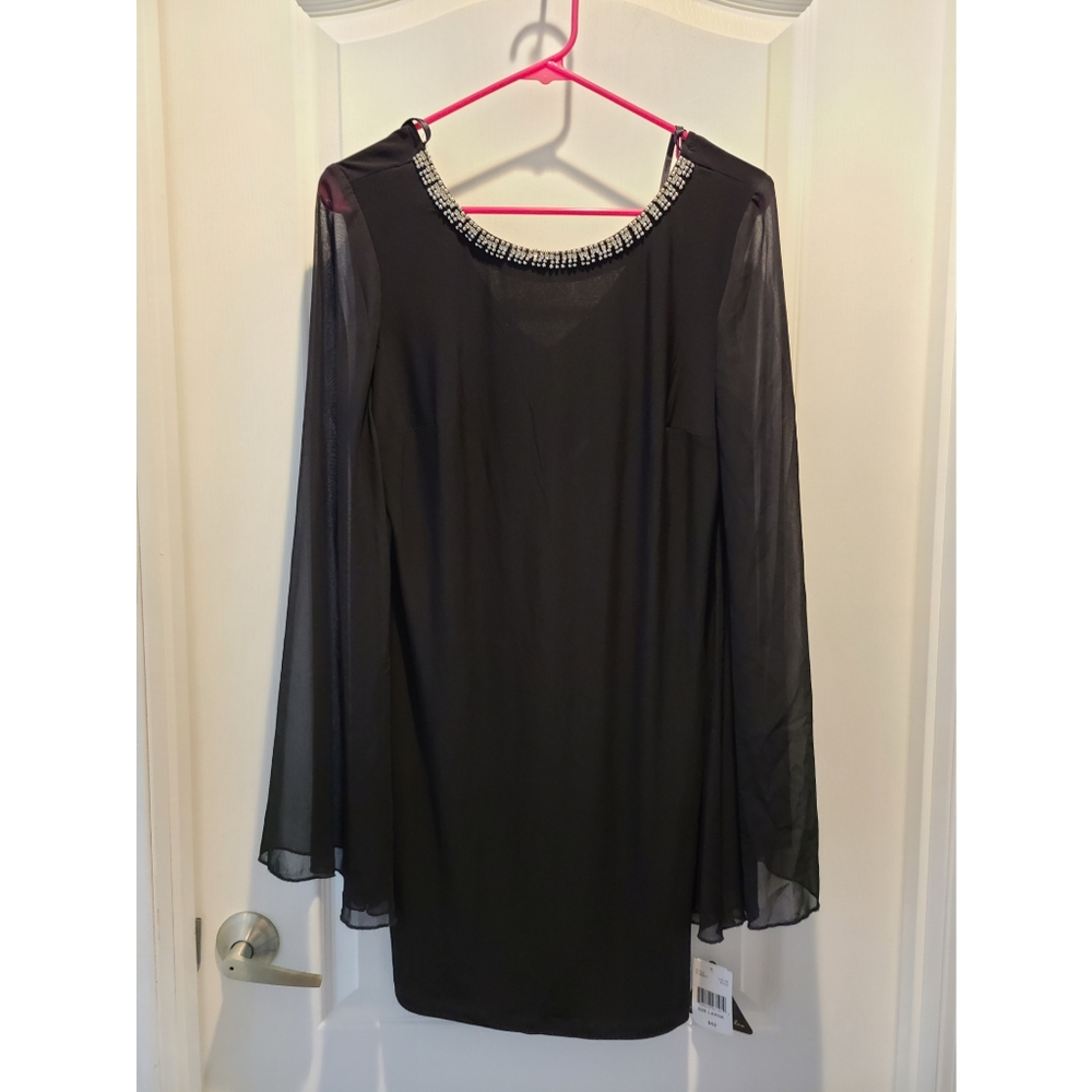 Large City Triangle Rhinestone Little Black Dress